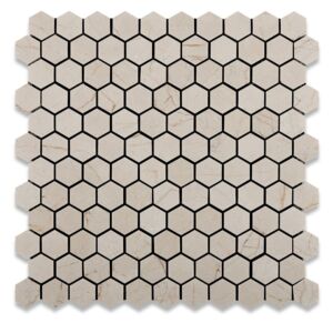 Crema Marfil Premium Tumbled 25 mm Hex Mosaic