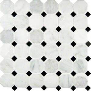 Hamptons Carrara White Polished Marble 50 mm Octogan Mosaic