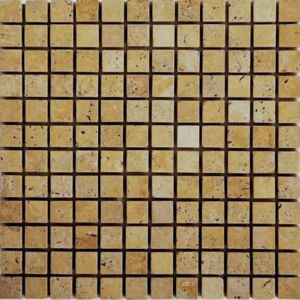 Silla Gold Travertine Tumbled 15x15 mm Mosaic