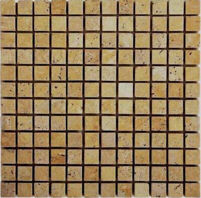 Silla Gold Travertine Tumbled 15x15 mm Mosaic