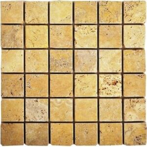 Silla Gold Travertine Tumbled 50x50 mm Mosaic