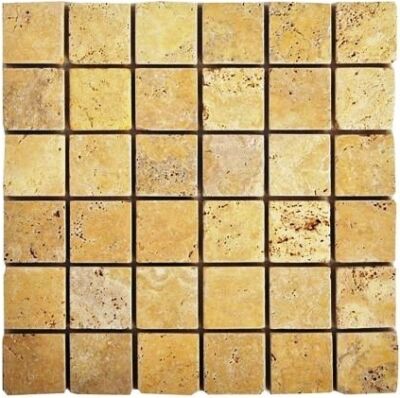 Silla Gold Travertine Tumbled 50x50 mm Mosaic